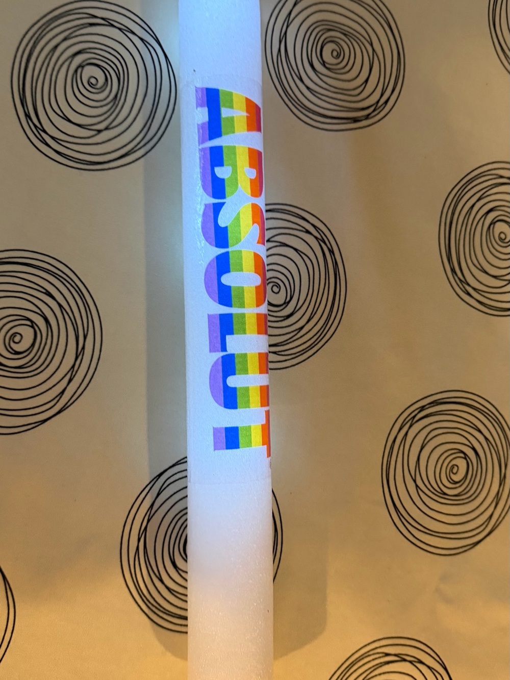 White Foam Light-Up Party Stick with Rainbow Absolut Logo